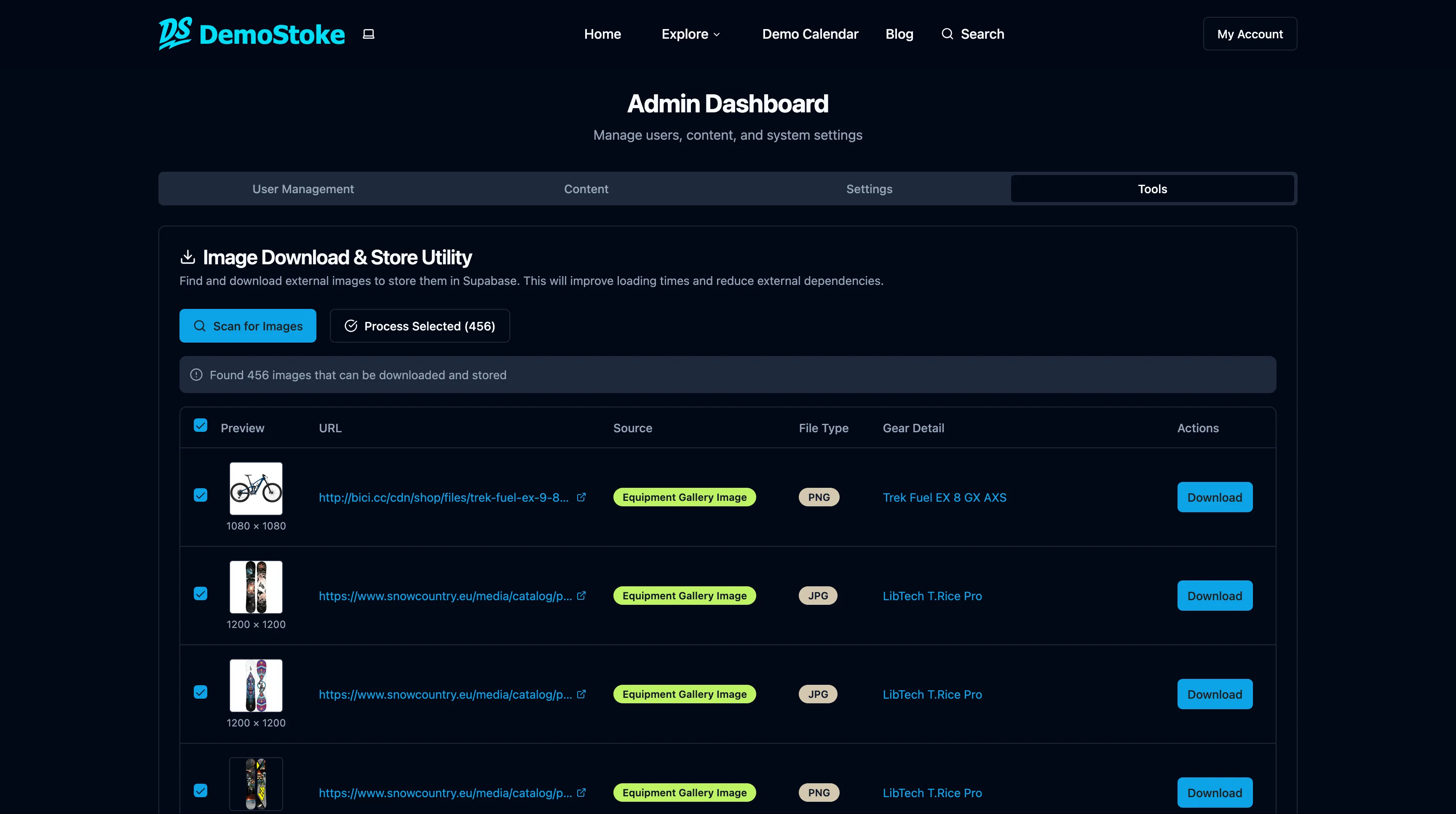 DemoStoke Admin Image Download