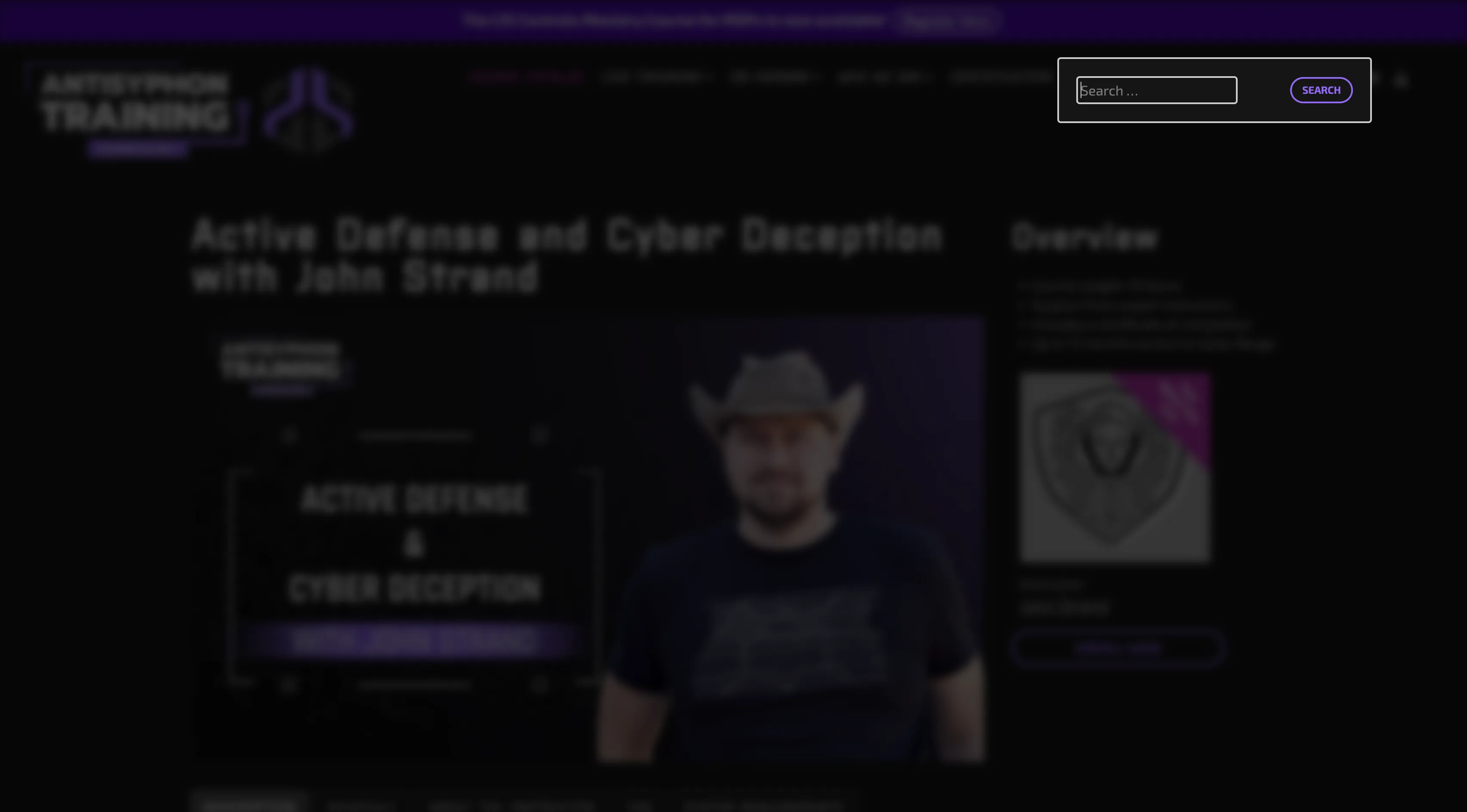 Search bar expanded over the course list