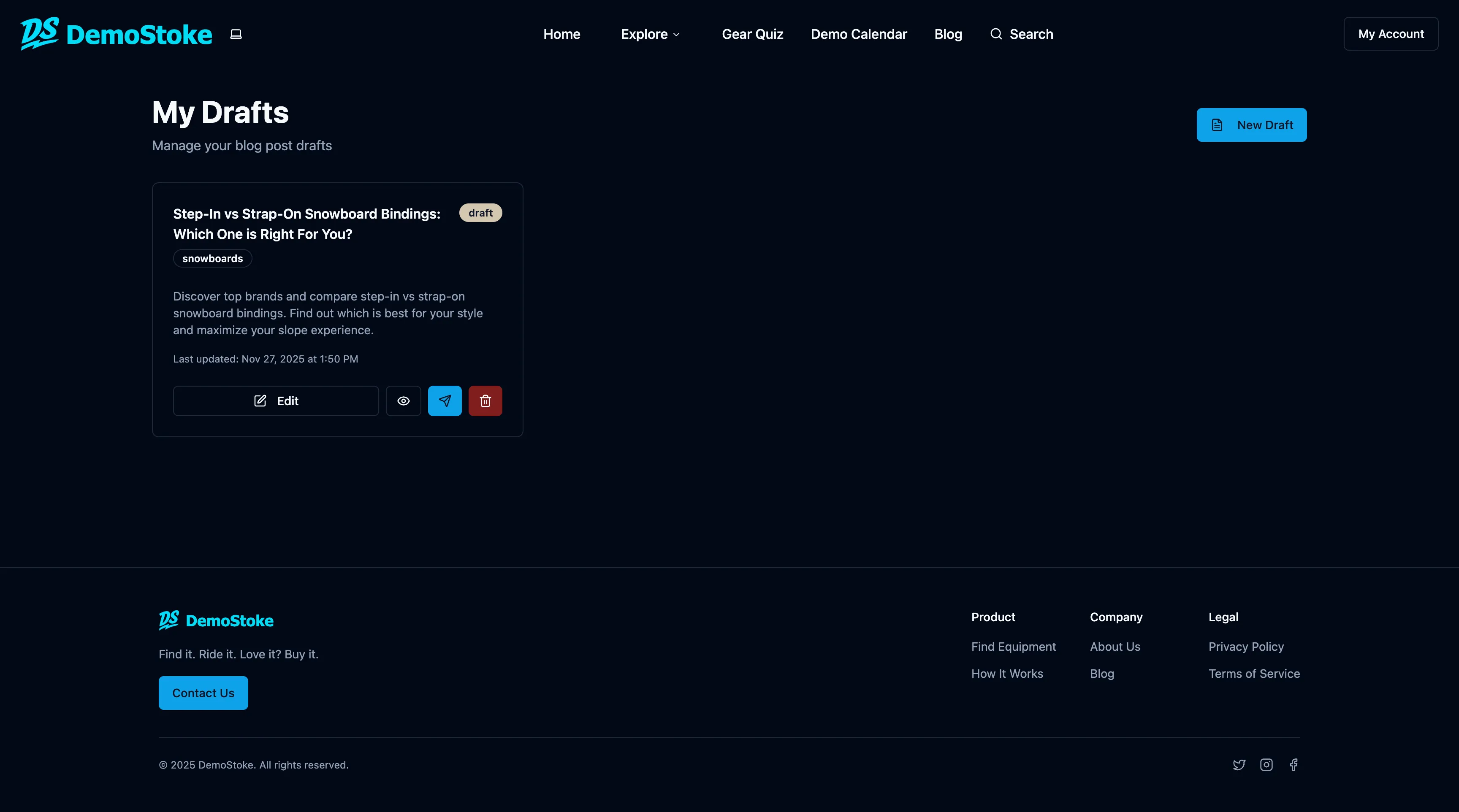 Blog drafts management view