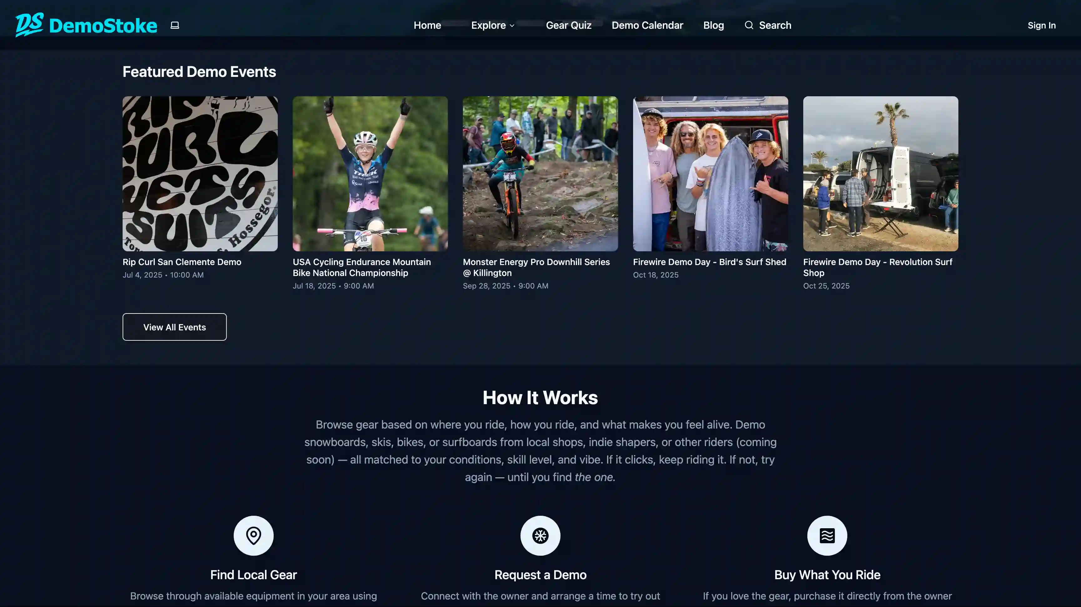 Featured events section