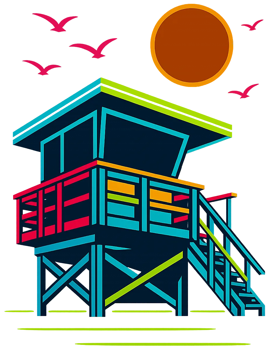 Florescent lifeguard tower