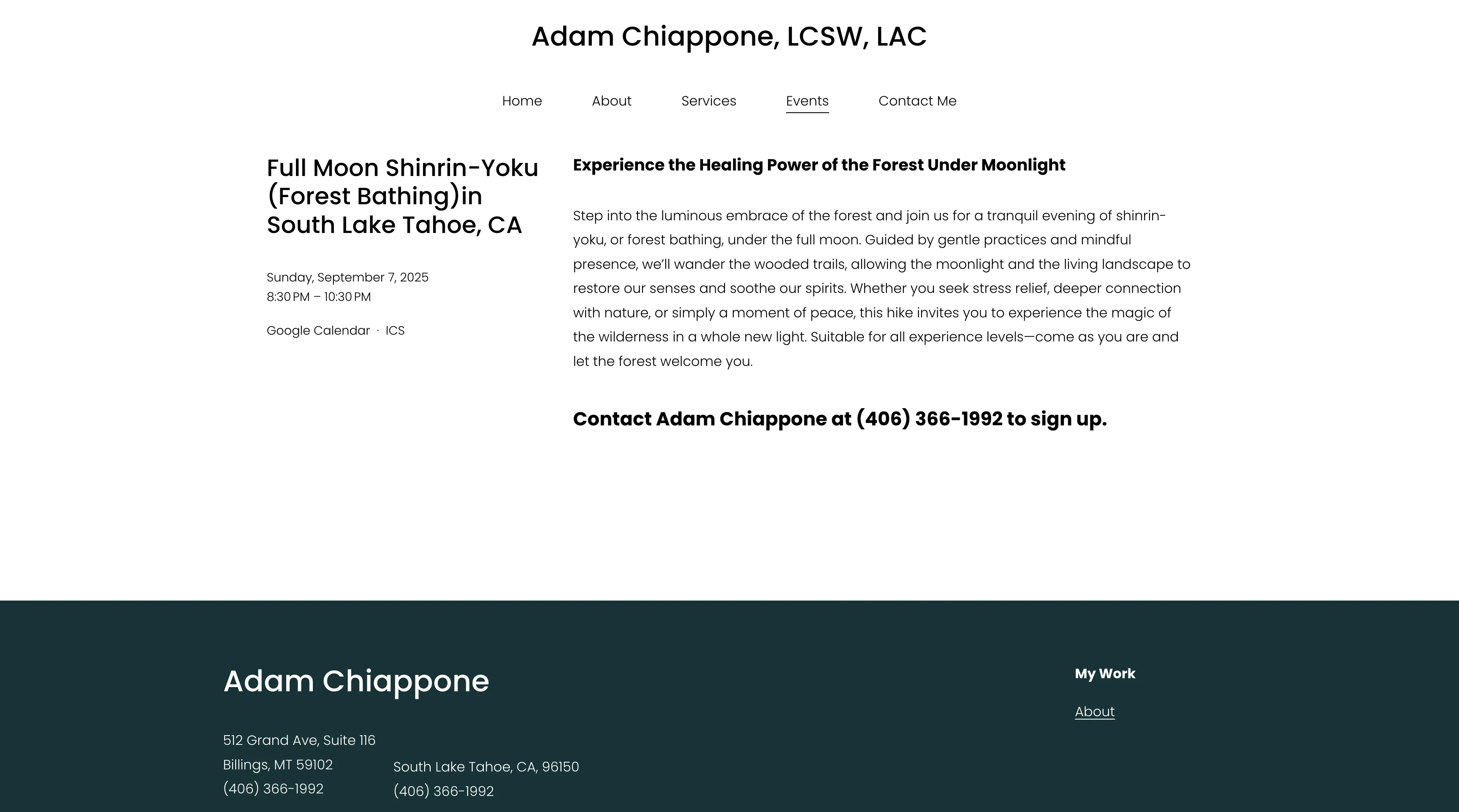 Events and engagement section near footer