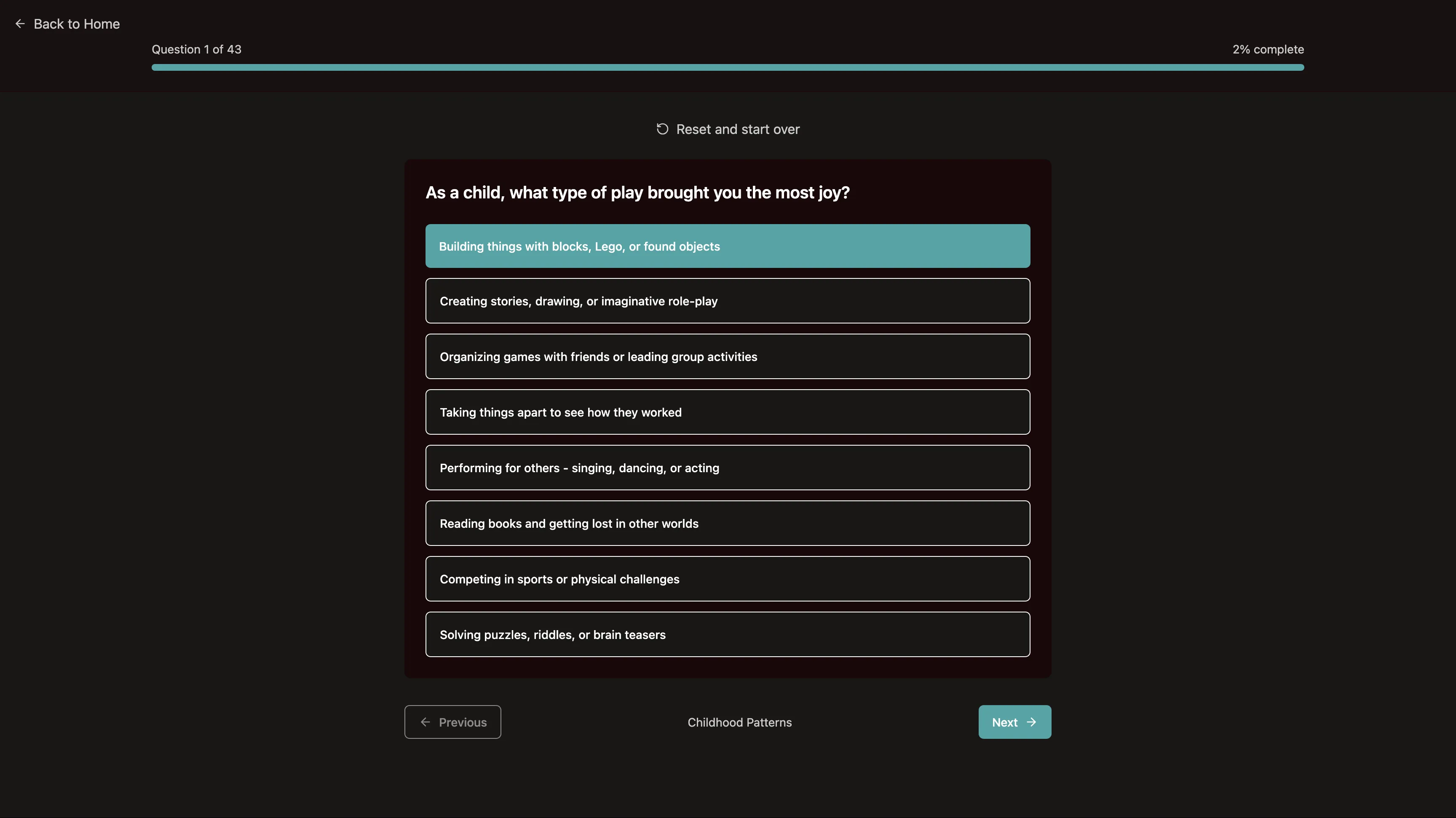 Quiz question interface