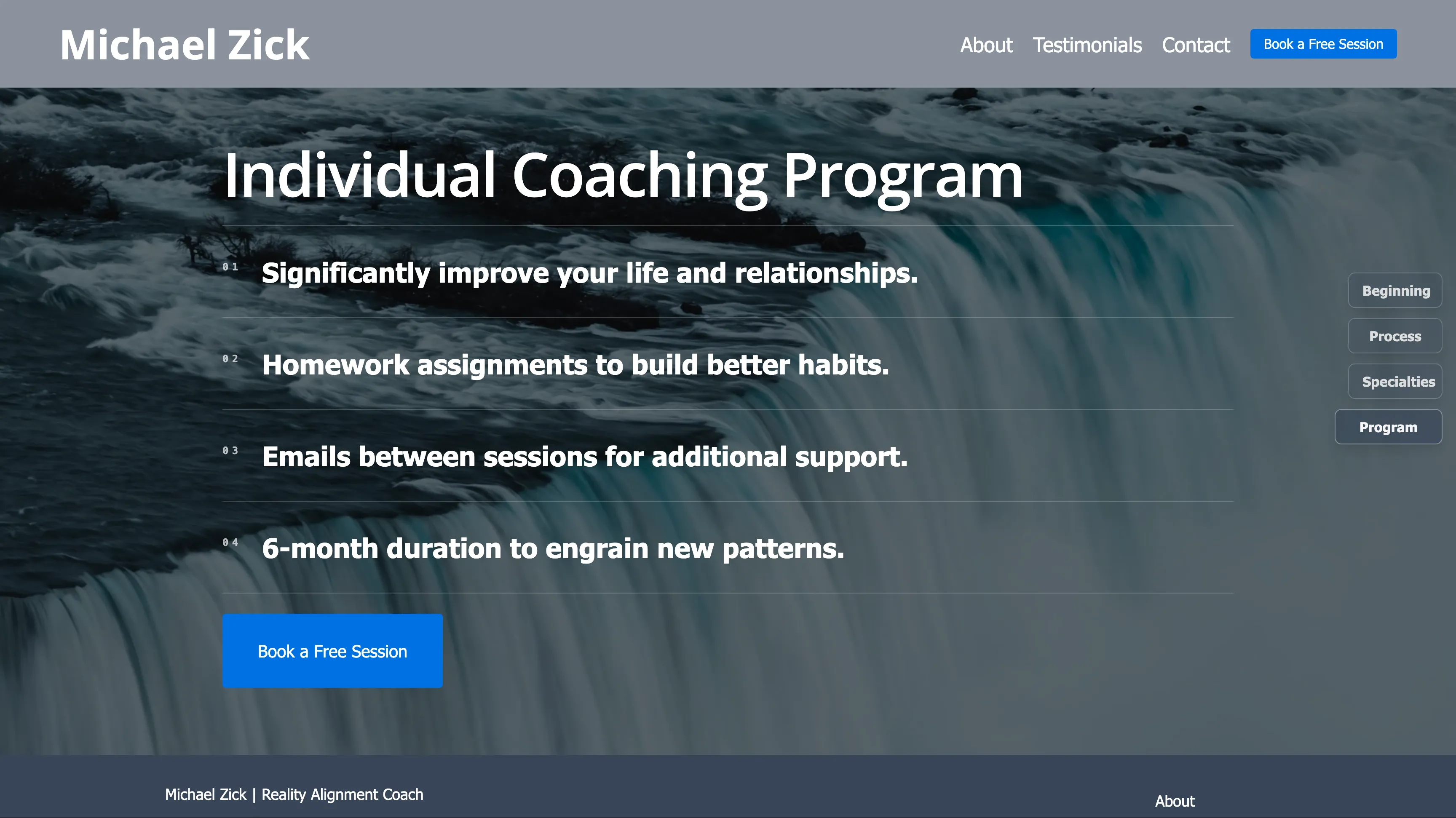 Process overview with navigation and booking CTA