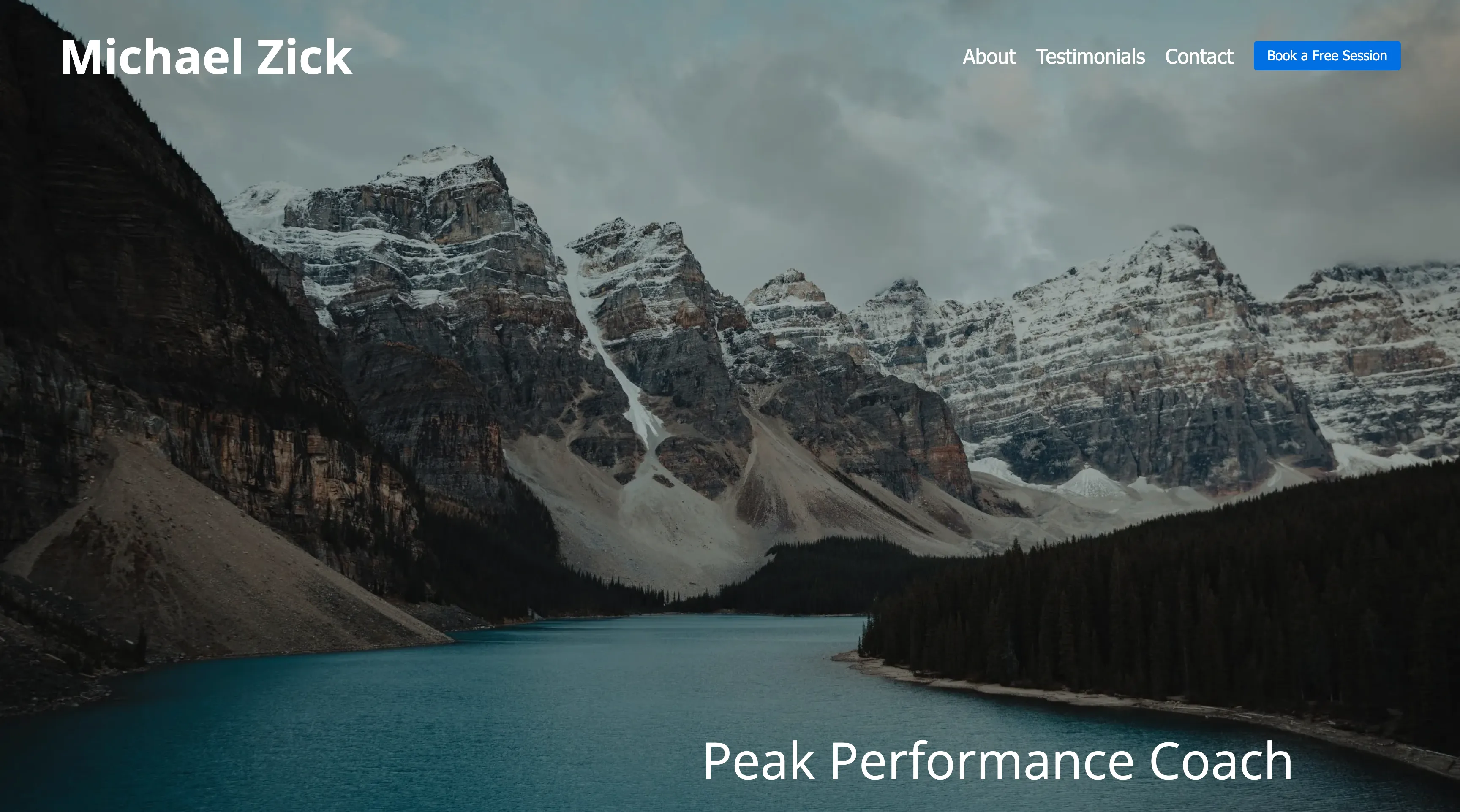 Coaching homepage with clear offers and CTA