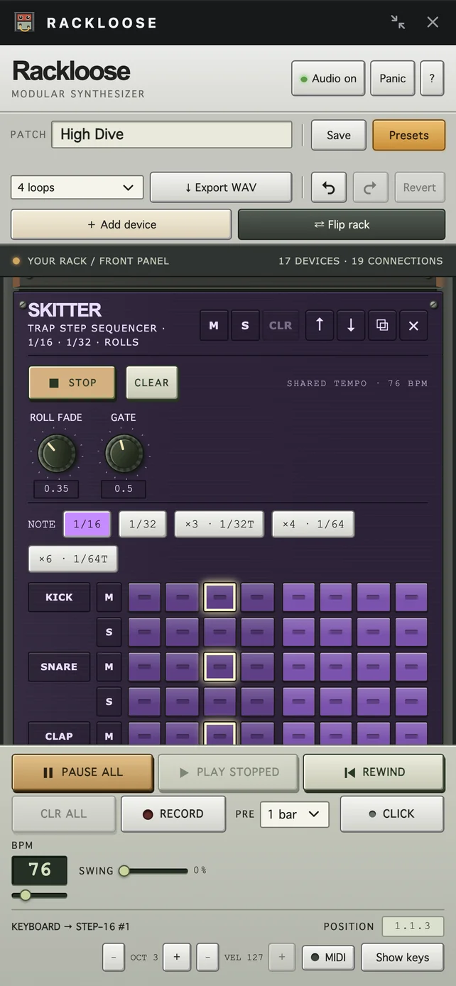 SKITTER playing on an iPhone